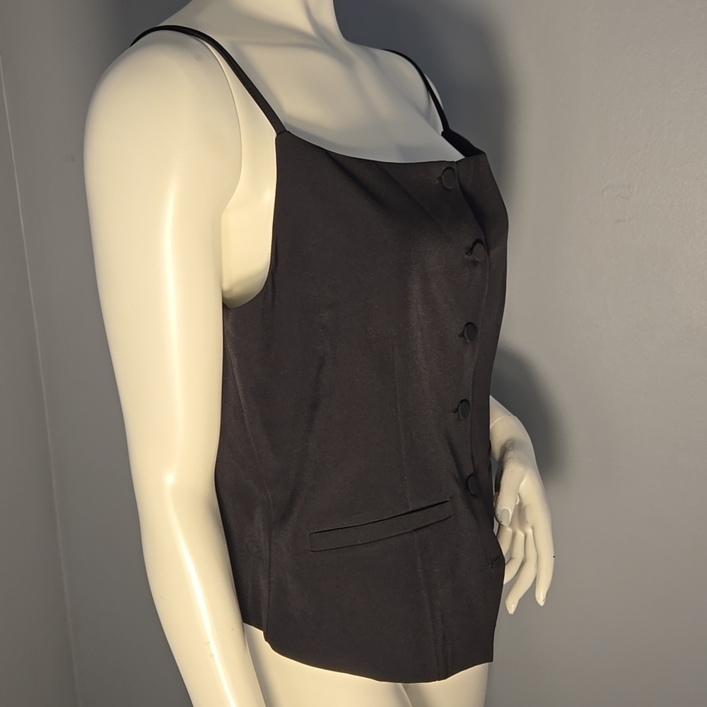 Sincerely Jules Women's Button Up Black Spaghetti Strap Lined Vest Size Large - Picture 2 of 9